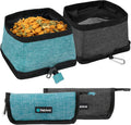 Collapsible Dog Bowls 2 Pack, Food and Water Bowls Travel Set, Portable Pet Dish No Spill, Foldable Lightweight BPA Free Leakproof Bowls, Camping Hiking Walking Outdoor Gear Accessories, Blue