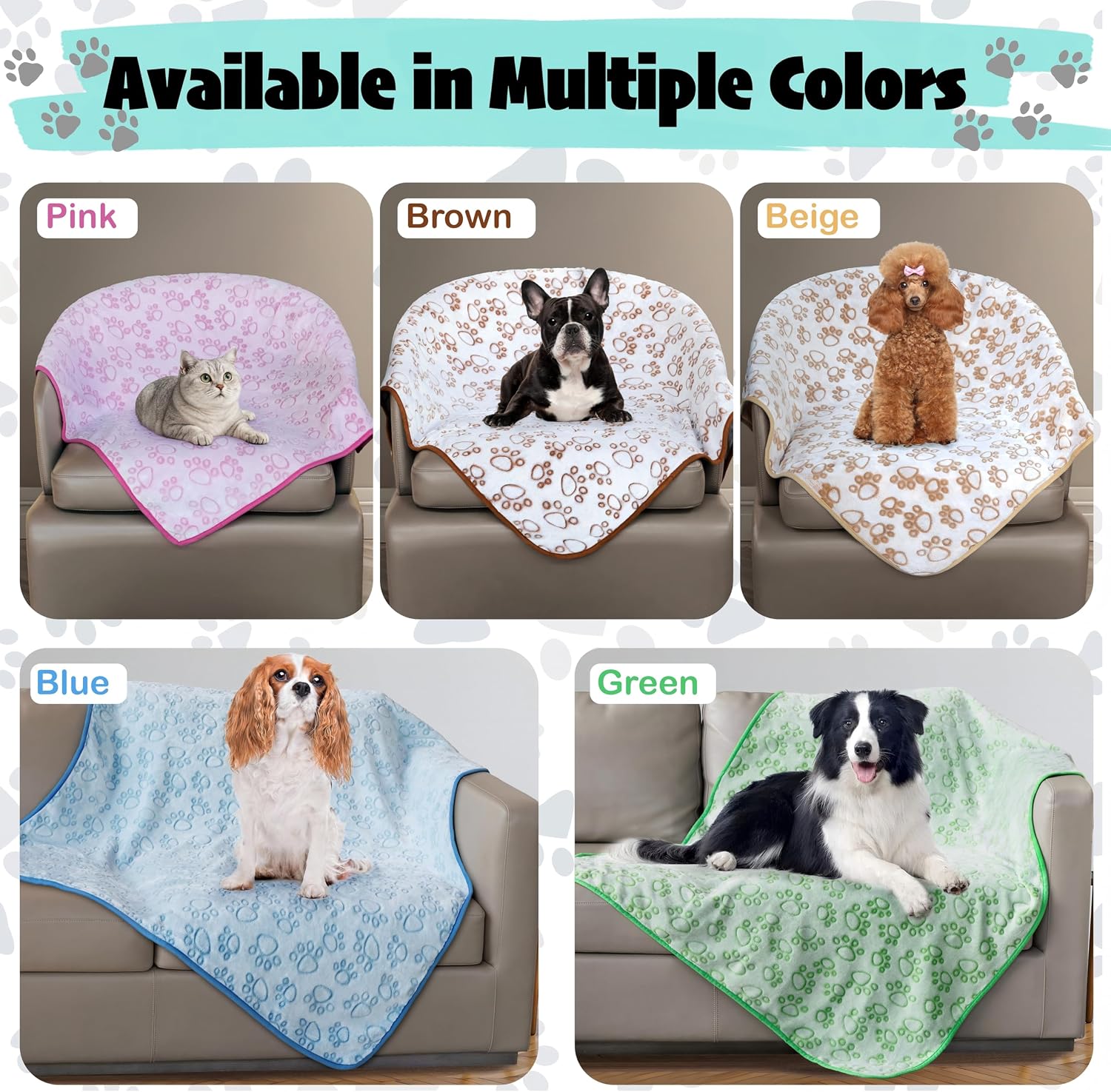 Small Beige Premium Soft Dog Blanket, with Flannel Beige Cute Paw Print, 24 * 32 inches, Cat Blanket Puppy Supplies Poodle‌ Dog Products Stuff Essentials - view 8