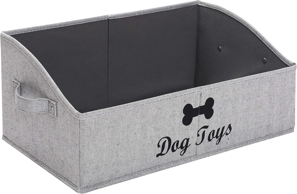 Linen-cotton blend dog toy basket and dog toy box, dog toy basket storage - Perfect for organizing pet toys, blankets, leashes, chew toys - Bone Paw - view 6