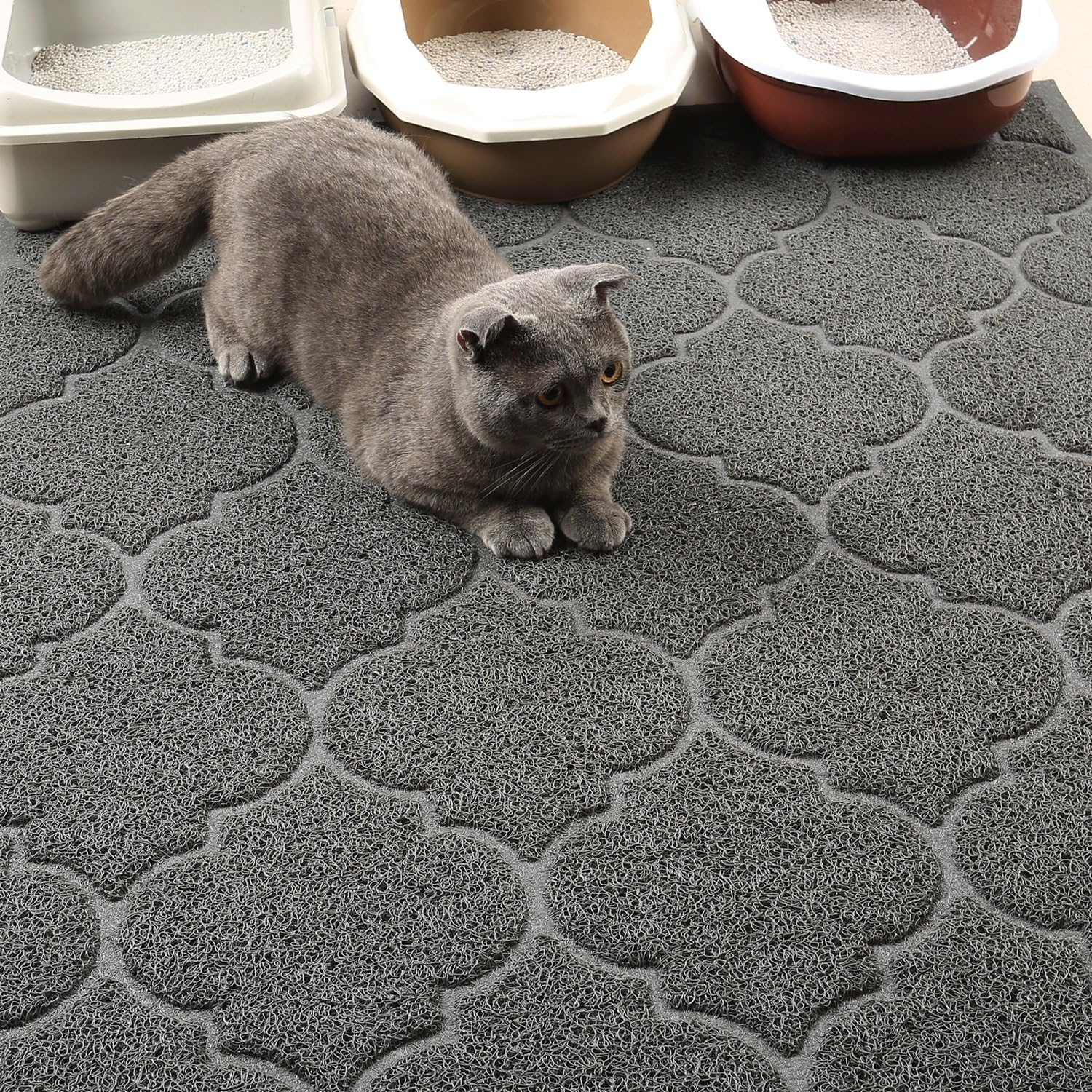 Cat litter mat, XL super size, phthalate free, easy to clean, 46x35 inches, durable, soft on paws, large litter mat - view 6
