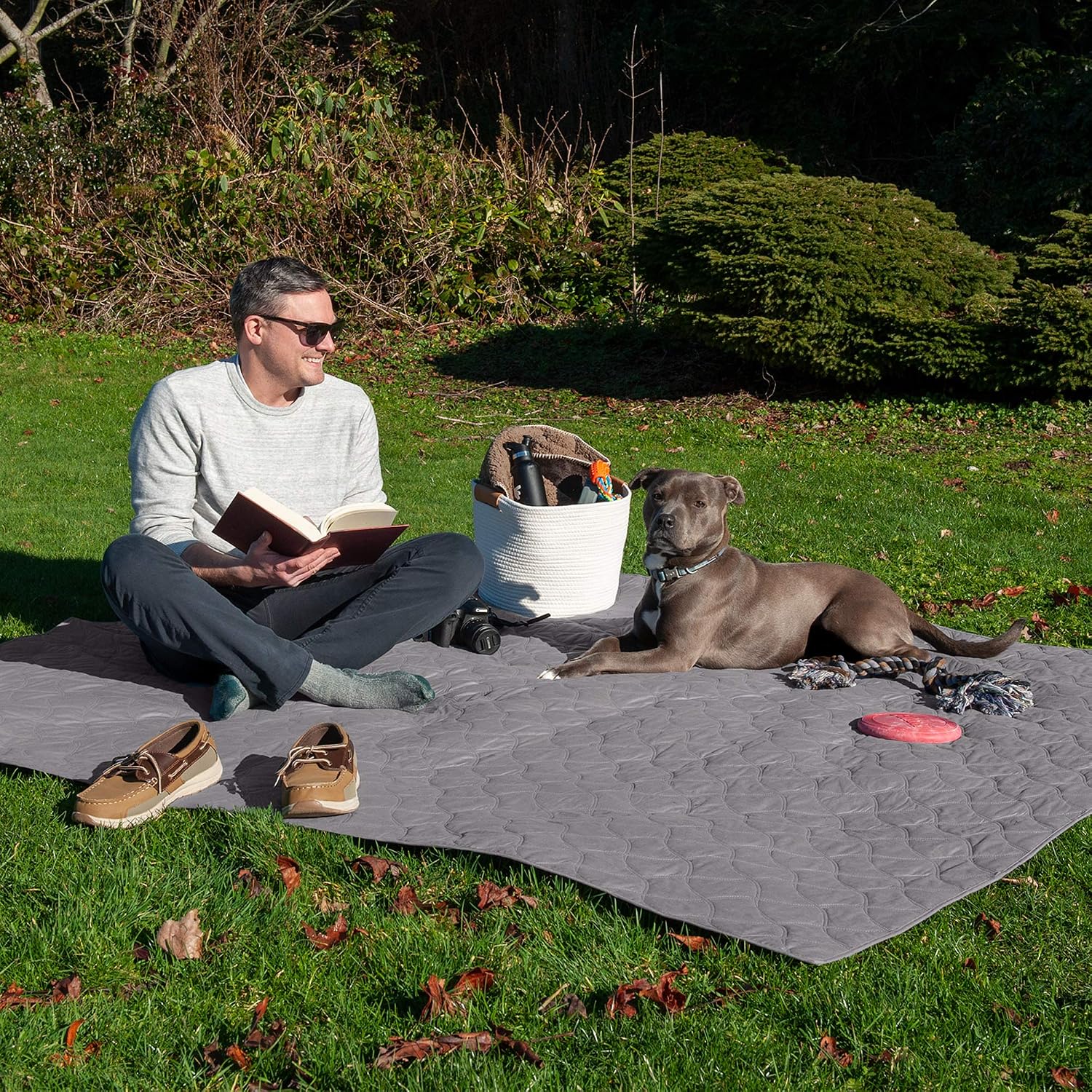 Waterproof & Non-Slip Full Size Mattress Cover Protector for Dogs & Cats, Washable, For Beds, Couches, & Car Seats - Quilted Twill Blanket Mattress Cover - Gray, Medium/Full Size - view 4