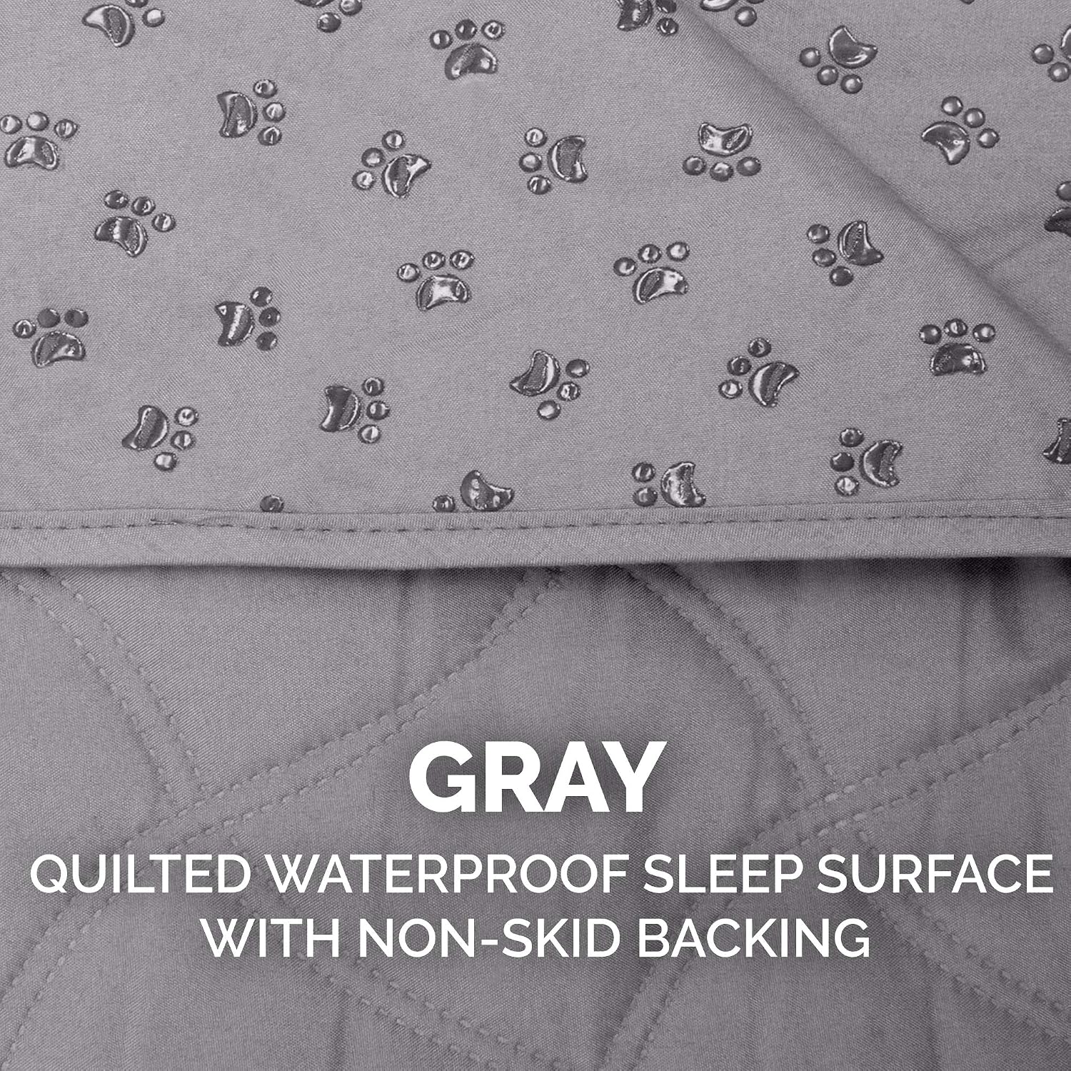 Waterproof & Non-Slip Full Size Mattress Cover Protector for Dogs & Cats, Washable, For Beds, Couches, & Car Seats - Quilted Twill Blanket Mattress Cover - Gray, Medium/Full Size - view 6