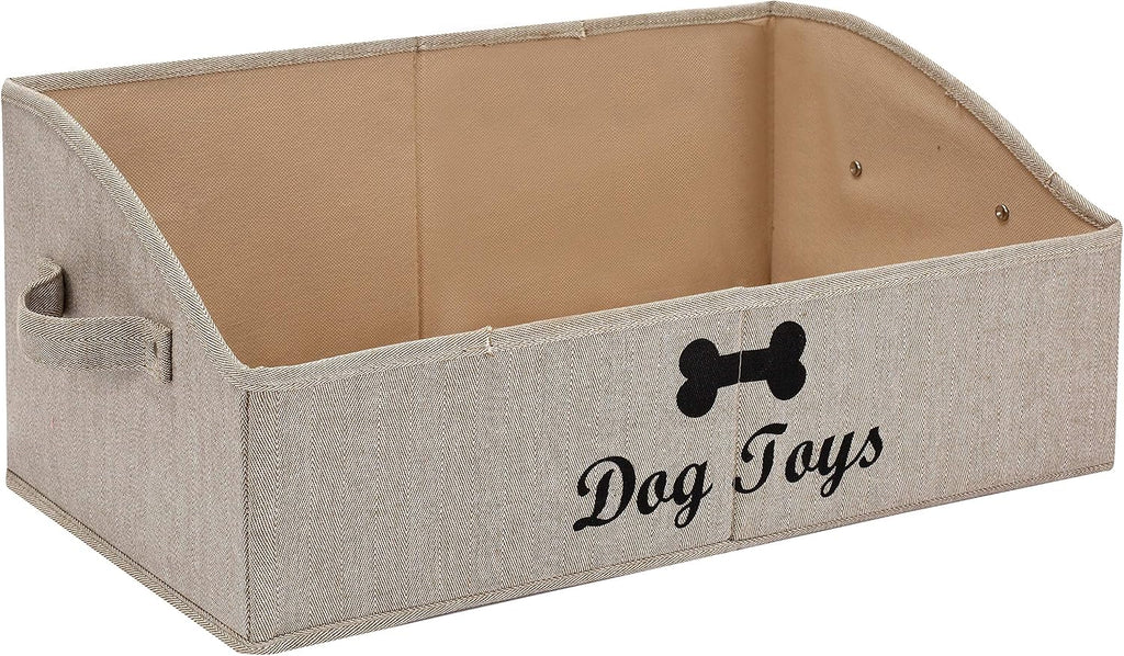 Linen-cotton blend dog toy basket and dog toy box, dog toy basket storage - Perfect for organizing pet toys, blankets, leashes, chew toys - Bone Paw - view 7
