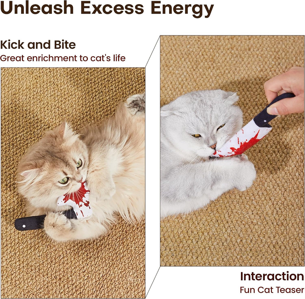 4Pcs Cat Toys, Horror Halloween Knife-Shaped Kitten Catnip Crinkly Sound Toys, Indoor Exercise for All Cat Breeds 6.5 Inches | Crinkly Sound Toys, Indoor Exercise for All Cat Breeds 6.5 Inches - view 5