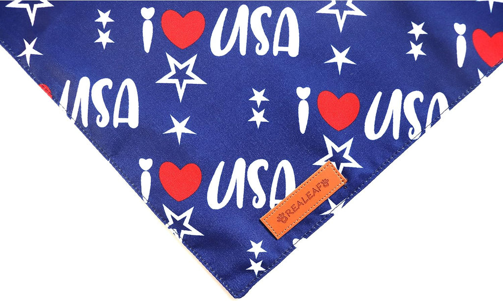 4th of July Bandanas 2 Pack, Triangle Reversible American Flag Pet Patriotic Scarf for Boy and Girl, Premium Durable Fabric, USA Bandana for Medium and Large Dogs (Large) - view 4
