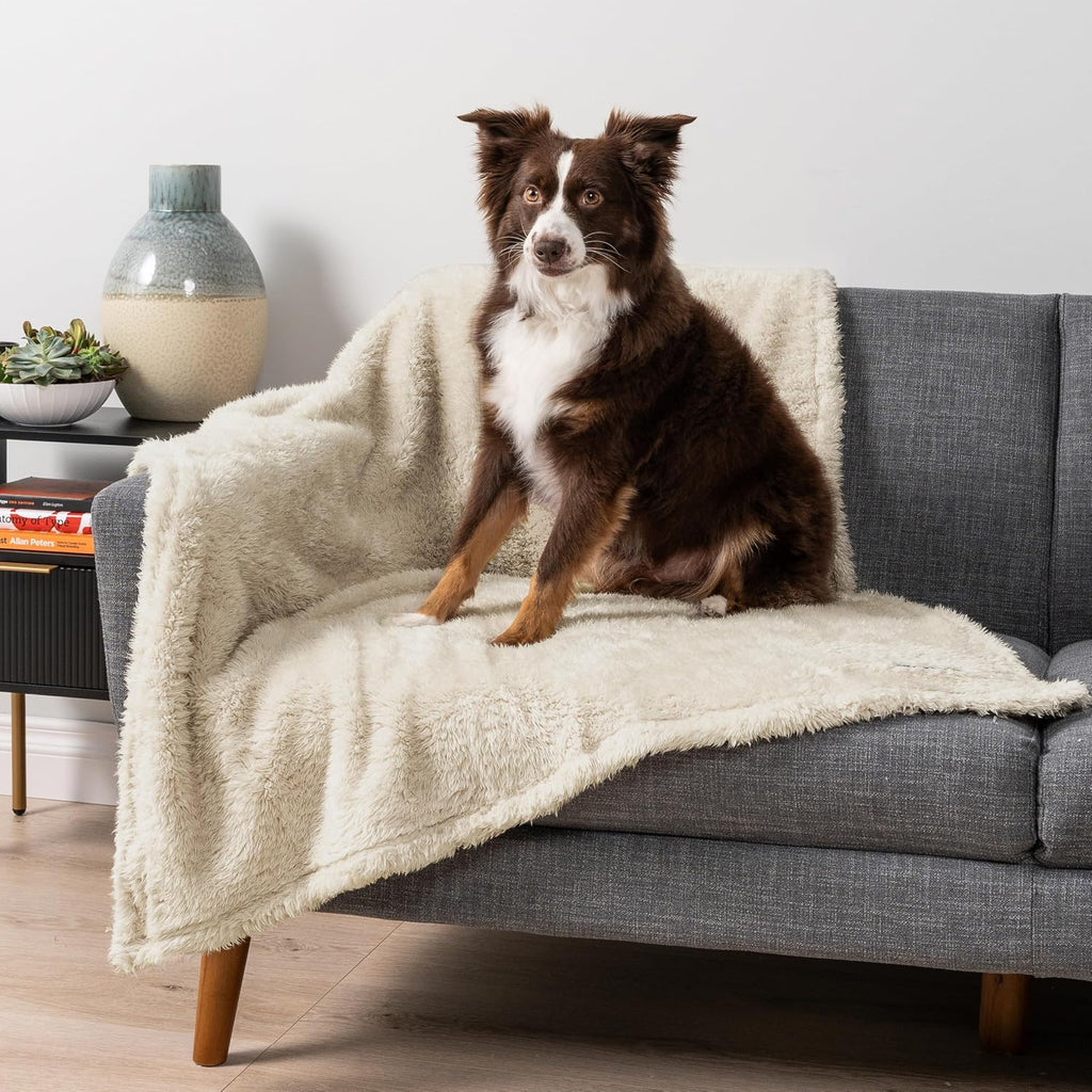 Fluffy Sherpa Waterproof Dog Blanket for Medium Pet Cat 29x40, Beige | Soft & Warm & Washable; Leafproof Couch Sofa Protector for Small Medium Large Pet; Pee Proof Cover for Crate Kennel Car Seat - view 8