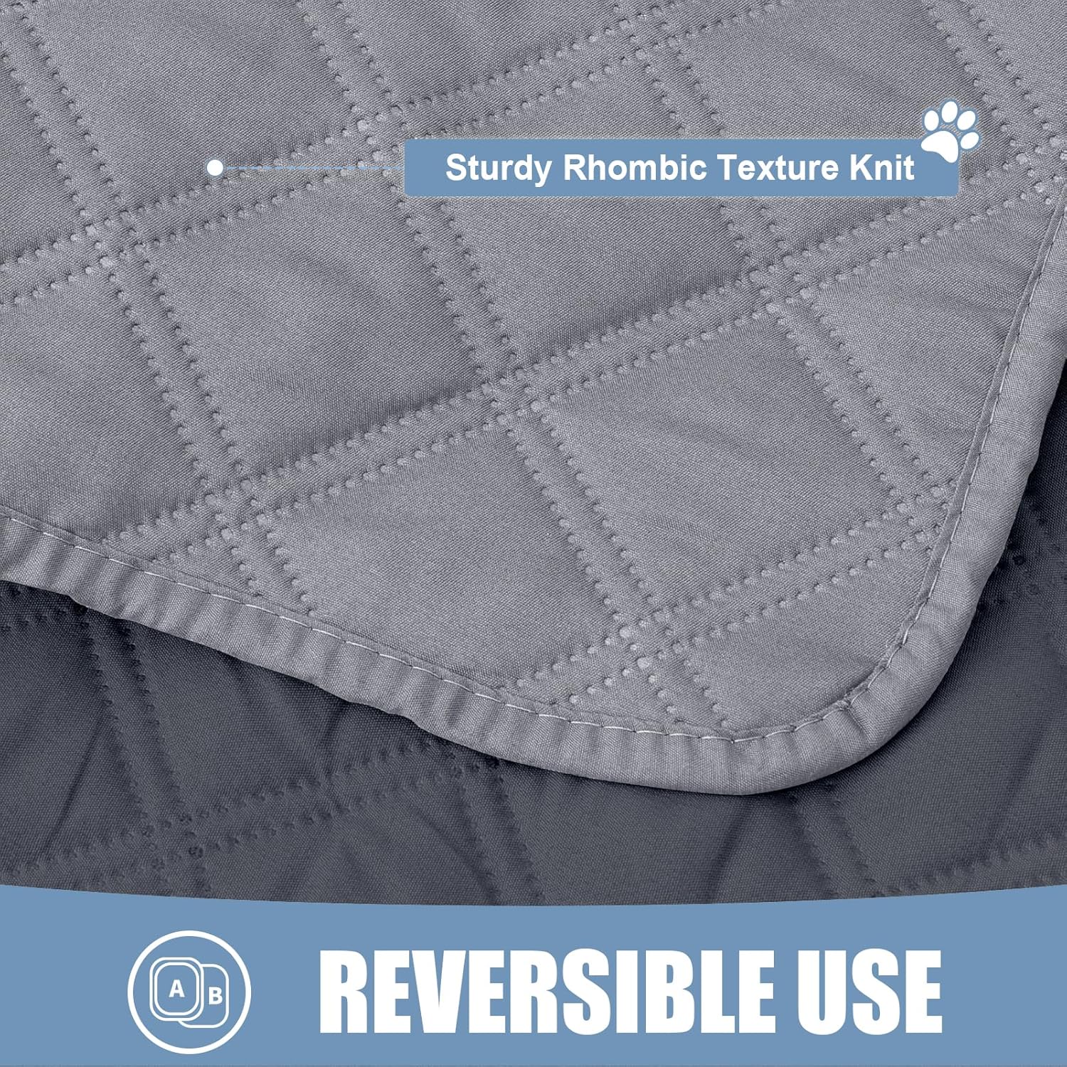 Waterproof Reversible Pet Couch Covers for Dogs | Pet Friendly, Soft Fabric, Washable Sofa Furniture Protector for Dogs Cat Kids, Checkered (30"x70", Grey/Dark Grey) - view 4