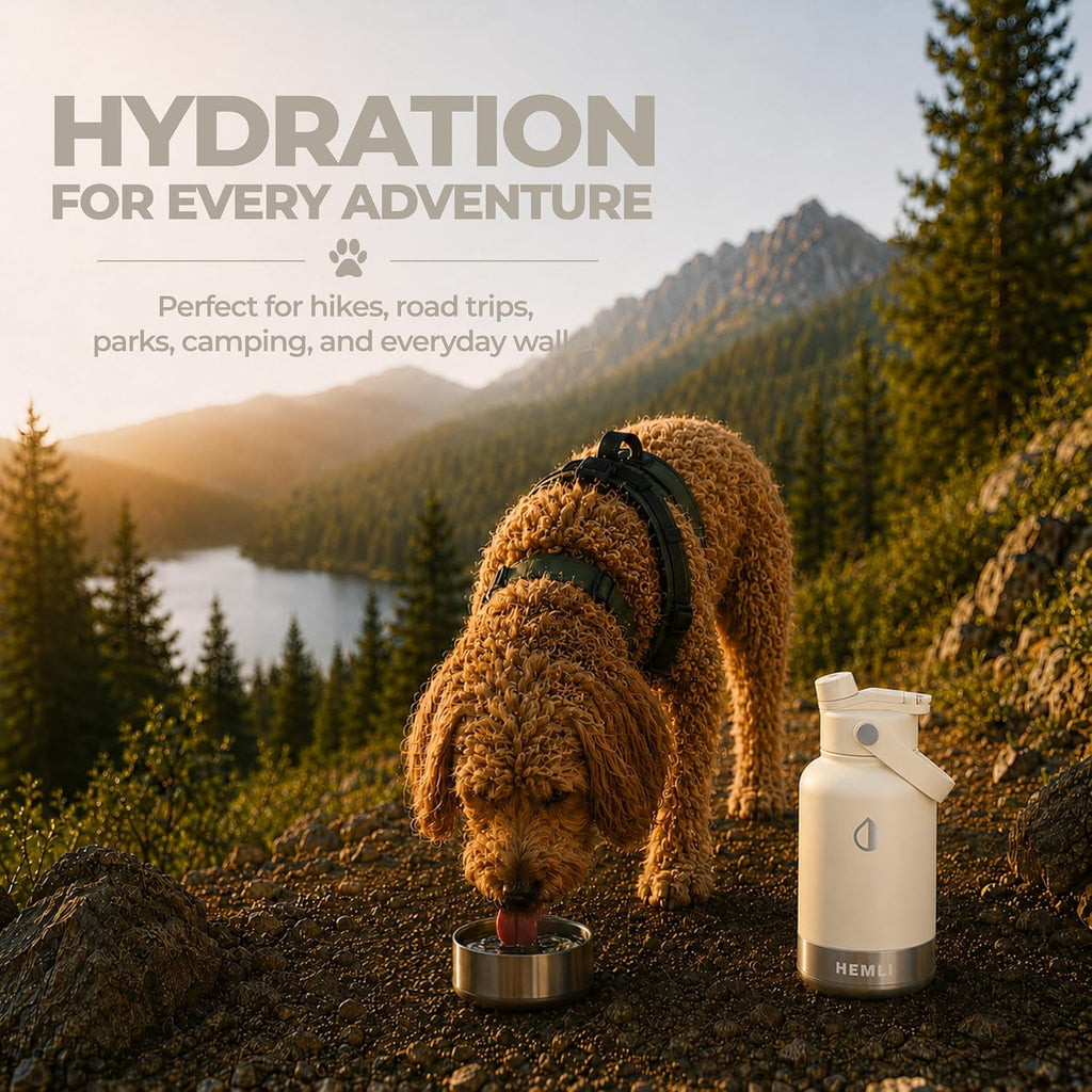 32 oz. dog water bottle, insulated dog travel water bottle, stainless steel pet water bottle dispenser portable food and water bowl for dogs for walking dog canteen travel kit - view 8