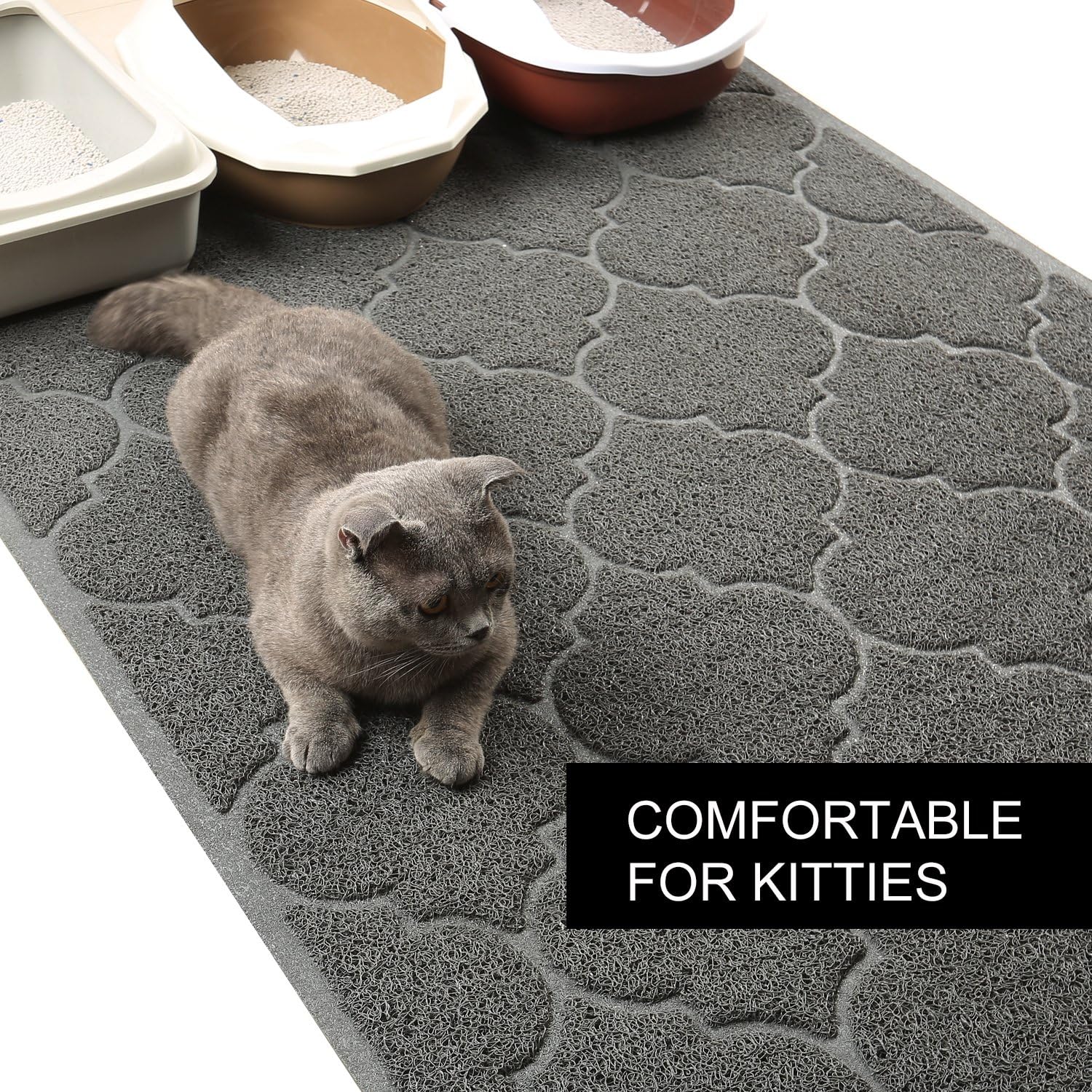 Cat litter mat, XL super size, phthalate free, easy to clean, 46x35 inches, durable, soft on paws, large litter mat - view 7