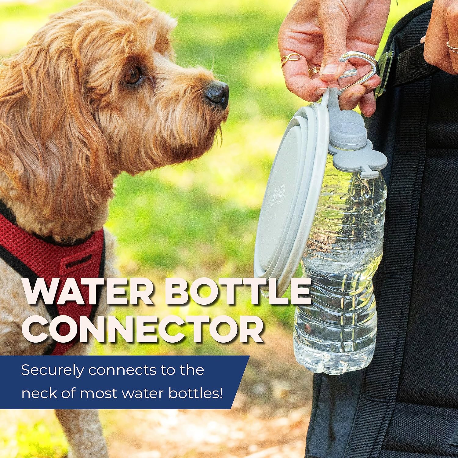 Collapsible Dog Water Bowl - BPA-Free Silicone Dog Dish - Reinforced Rim Collapsible Bowl - Carabiner Clip Travel Dishes for Pets - for Hiking, Camping & Car Trips - Large 33 Oz, Navy Blue - view 5