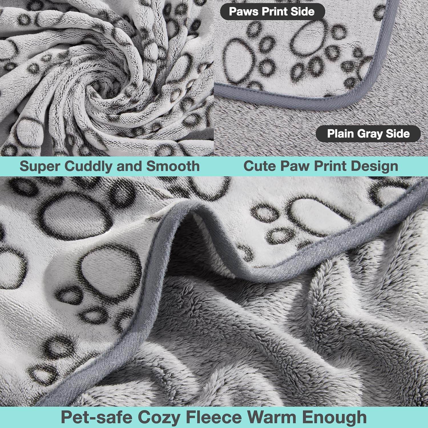 Premium Soft Dog Blankets for Large Dogs, Large Cat Blanket Washable for Human Bed Couch Protection Cover, Dog Essentials for Dog, 66 * 82 inches, Grey - view 3