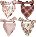 Amber Fall Dog Bandanas Large - 4 Pack - Plaid | Fall Collection | Premium Polyester Fabric | Adjustable Patented Fit | Large 4 Pack